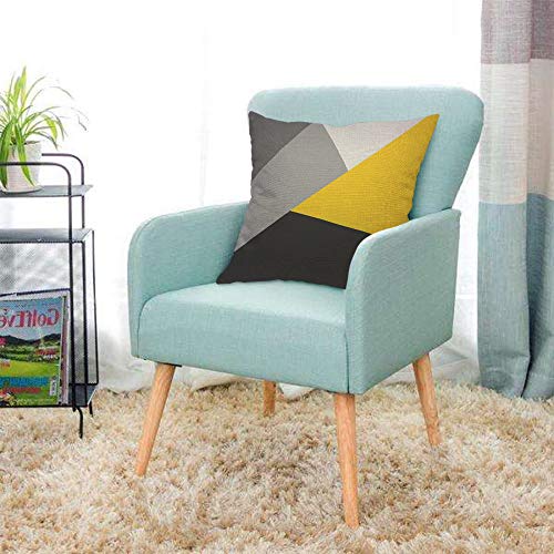 AOYEGO Gray Yellow and Black Geometric Throw Pillow Cover Patchwork Contemporary Creative Fashion Collage Simple Modern Collage Pillow Case 18x18 Inch Decorative Men Women Room Cushion Cover - Image 3