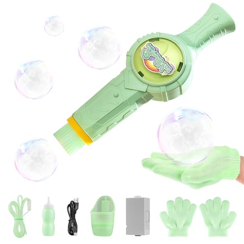 IMOLL Fog Bubble MachineElastic Smoke Bubble MachineRechargeable Automatic Smoke Bubble MakerColorful Lights MusicMagic Fog Bubble Wand Summer Christmas Birthday AGreen - Image 1