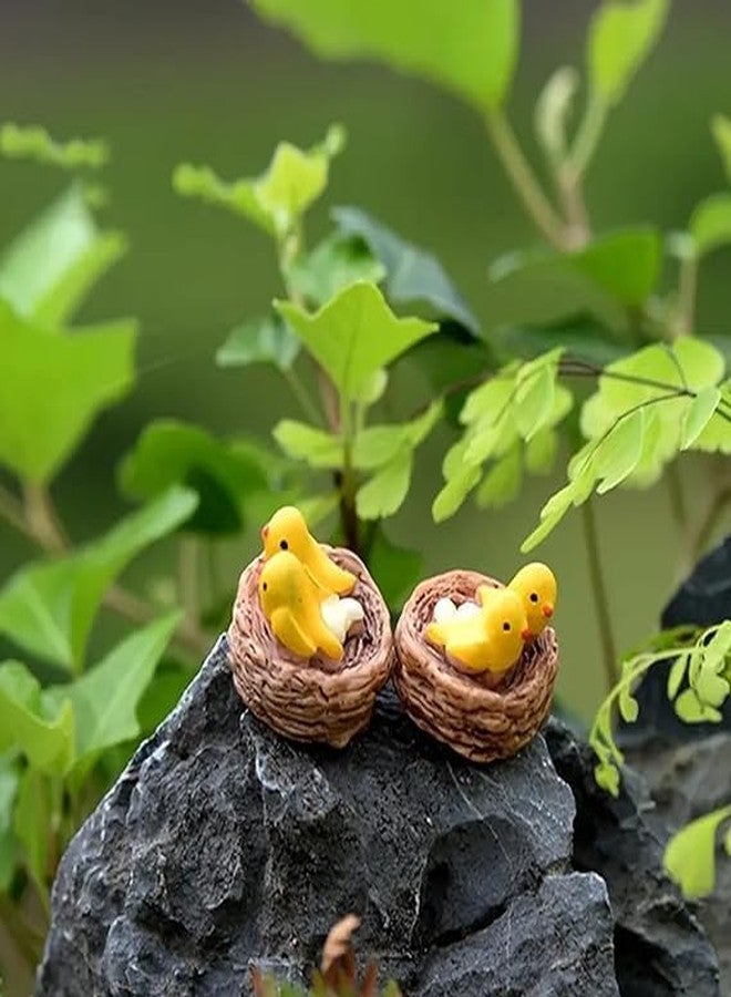 The Pot Dealer Mini Nest Bird Miniature | Artificial Mini Birds with Nest Showpiece for Home Living Room Office Restaurant Fairy Garden Decoration Bird Toys H-1cm w- 2cm (Set of 2) - Image 2