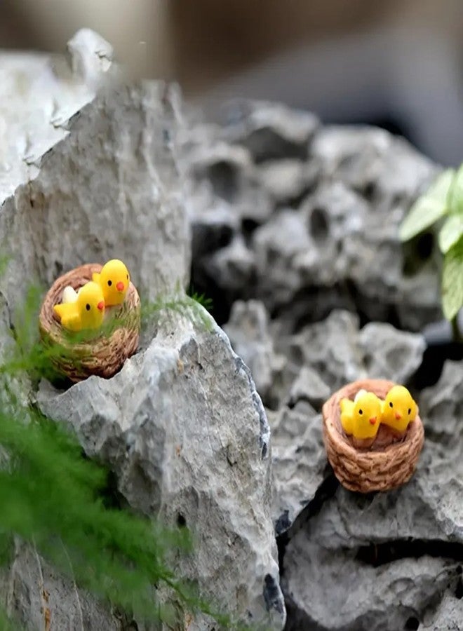 The Pot Dealer Mini Nest Bird Miniature | Artificial Mini Birds with Nest Showpiece for Home Living Room Office Restaurant Fairy Garden Decoration Bird Toys H-1cm w- 2cm (Set of 2) - Image 3