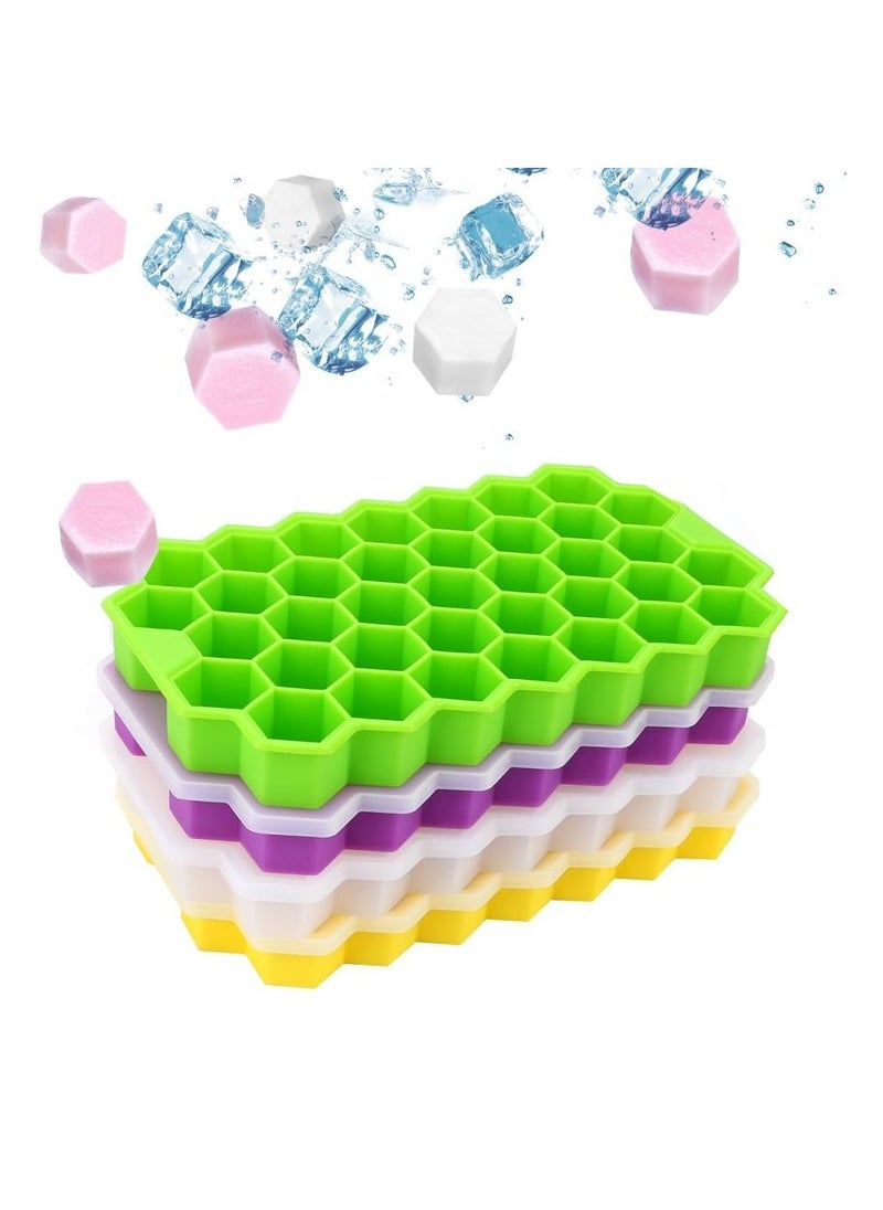 Generic - Ice Cube Trays - Enjoy mini honeycomb ice cubes with these BPA-free silicone trays, featuring an easy-release, stackable design for convenient freezer storage (3 Pack) Multicolor - Image 1