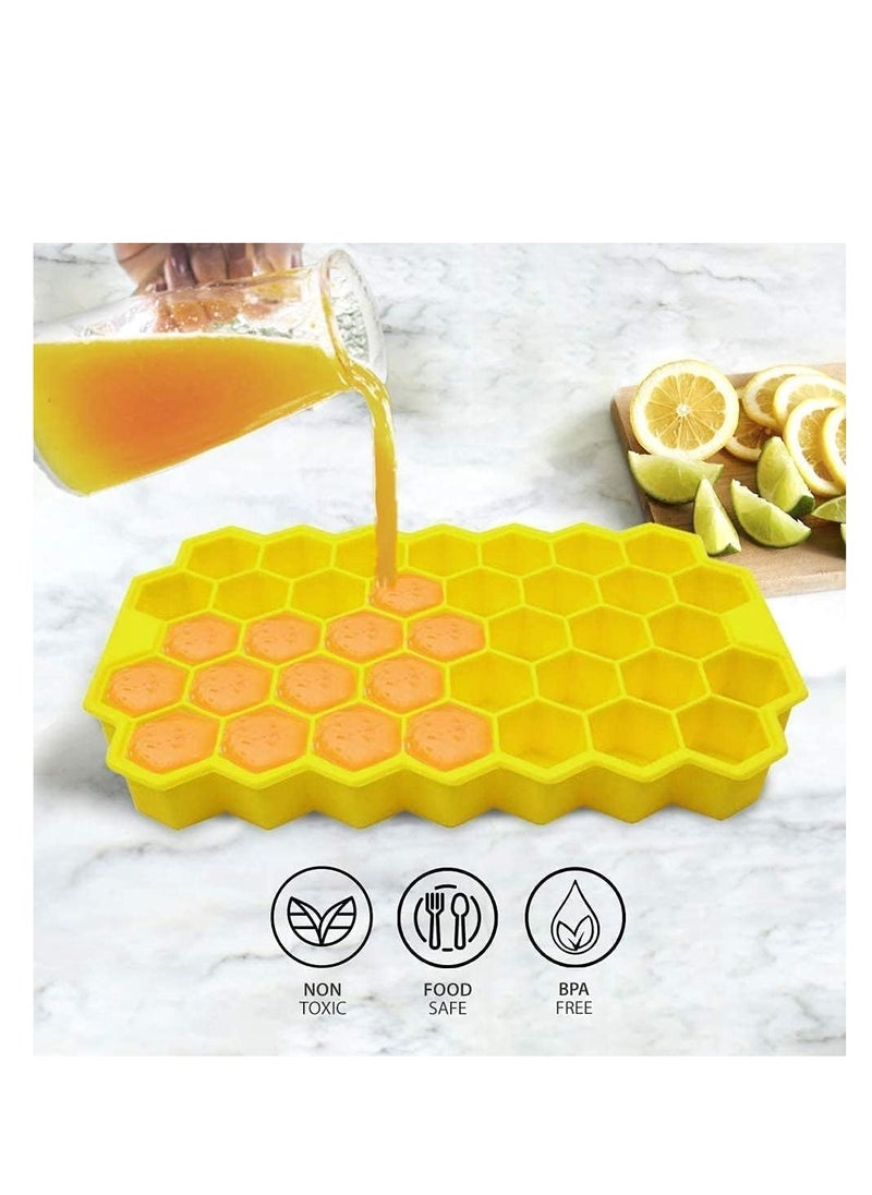 Generic - Ice Cube Trays - Enjoy mini honeycomb ice cubes with these BPA-free silicone trays, featuring an easy-release, stackable design for convenient freezer storage (3 Pack) Multicolor - Image 1