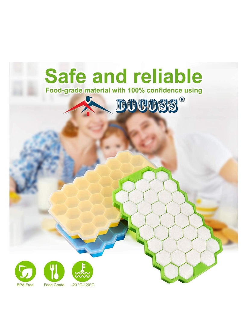 Generic - Ice Cube Trays - Enjoy mini honeycomb ice cubes with these BPA-free silicone trays, featuring an easy-release, stackable design for convenient freezer storage (3 Pack) Multicolor - Image 1