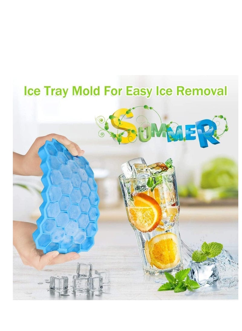 Generic - Ice Cube Trays - Enjoy mini honeycomb ice cubes with these BPA-free silicone trays, featuring an easy-release, stackable design for convenient freezer storage (3 Pack) Multicolor - Image 1