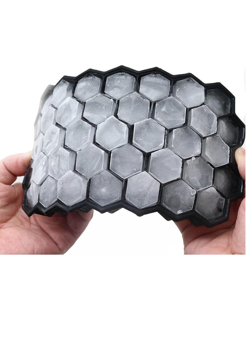Generic - Ice Cube Trays - Enjoy mini honeycomb ice cubes with these BPA-free silicone trays, featuring an easy-release, stackable design for convenient freezer storage (3 Pack) Multicolor - Image 1