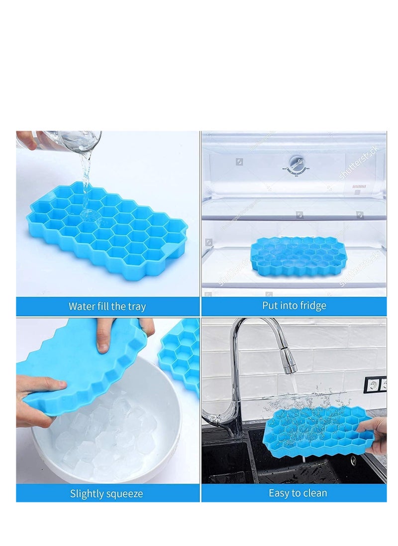 Generic - Ice Cube Trays - Enjoy mini honeycomb ice cubes with these BPA-free silicone trays, featuring an easy-release, stackable design for convenient freezer storage (3 Pack) Multicolor - Image 1