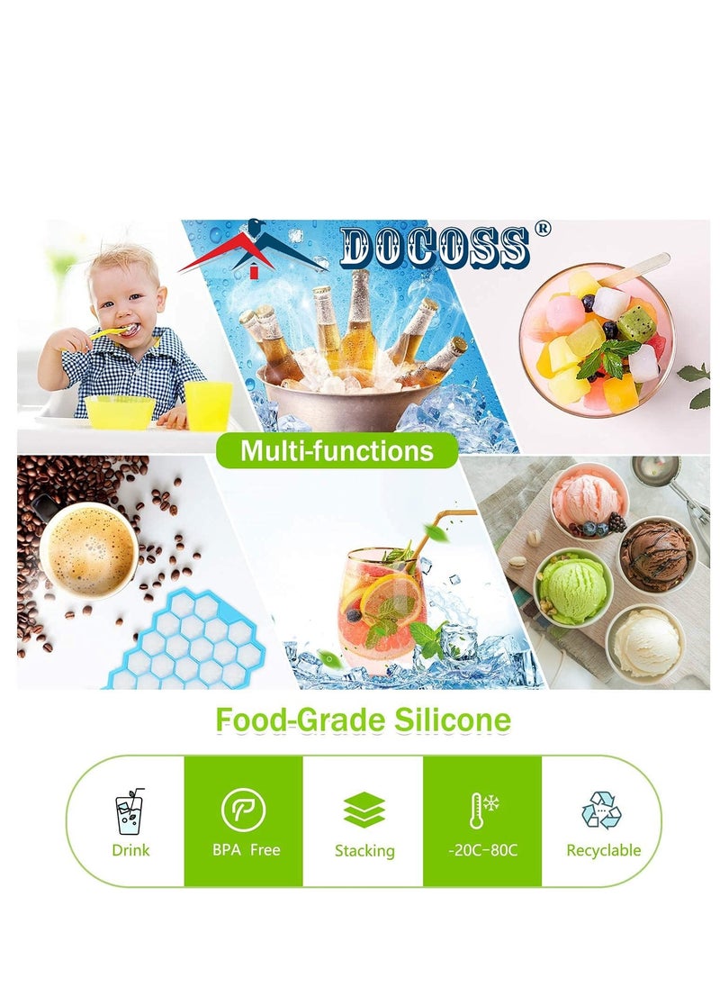 Generic - Ice Cube Trays - Enjoy mini honeycomb ice cubes with these BPA-free silicone trays, featuring an easy-release, stackable design for convenient freezer storage (3 Pack) Multicolor - Image 1