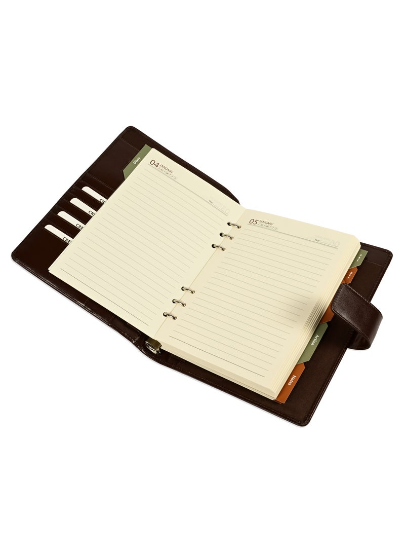 FIS® Leather Organizer "PLANUS", and Activity Journal, Size : A5 (14.8 x 21cm), Color : Brown_ FSORLO5BR - Image 1