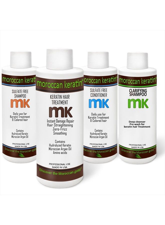 MOROCCAN KERATIN علاج الشعر البرازيلي الأكثر فعالية من الكيراتين المغربي مجموعة 120 مل × 4 معالجة احترافية لتنعيم الشعر واستقامته في المنزل - Image 1