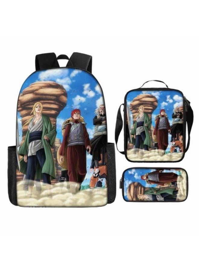 general Cartoon print backpack + handbag + pencil bag set, three-piece practical bag combination (available for students, children, friends outings, mountain climbing, etc.) - Image 4