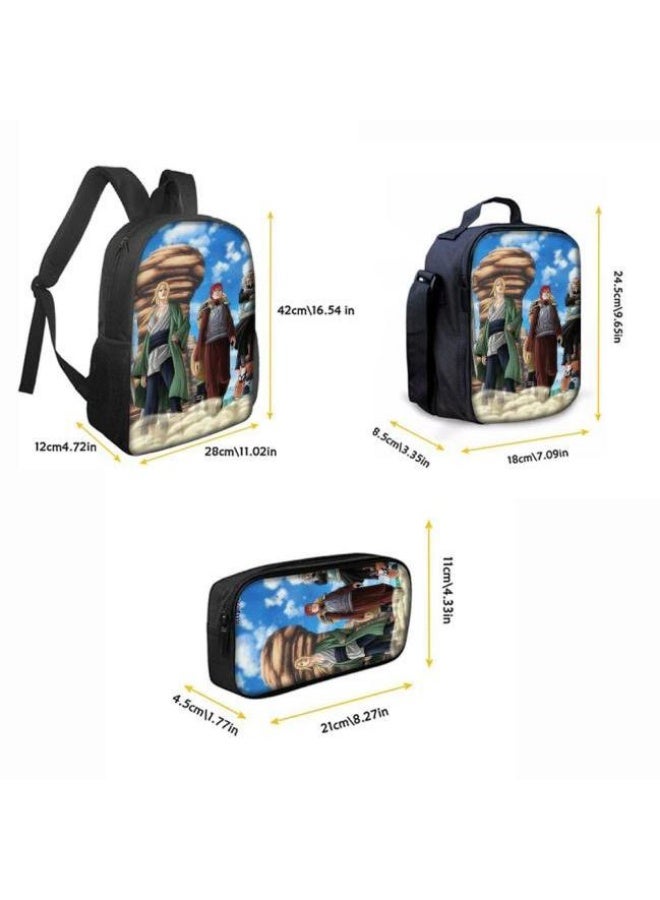 general Cartoon print backpack + handbag + pencil bag set, three-piece practical bag combination (available for students, children, friends outings, mountain climbing, etc.) - Image 5