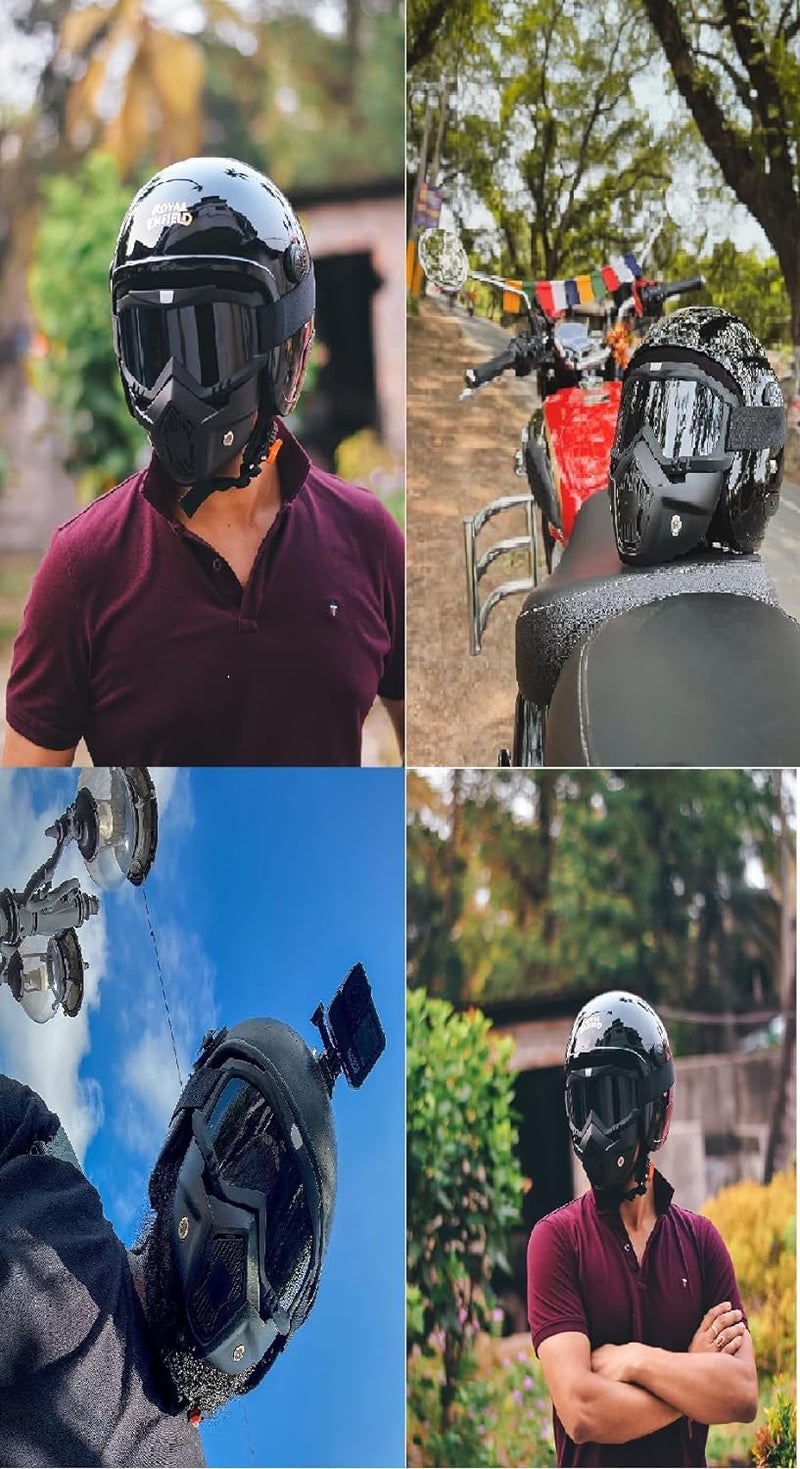 ZSIGNS Bike Riding Goggles with Face Mask | Anti Scratch UV Protection Off Road Goggles with Detachable Dust Mask | Helmet Goggles for Men Bikers Riding Safety (Rainbow) - Image 4
