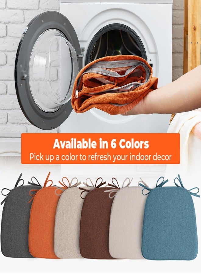 Sunsleek Chair Cushions for Dining Chairs, D-Shaped Seat Cushions with Removable Washable Cover and Ties, Chair Pads for Kitchen, Indoor Dining Room, Patio Chairs, 17'' x 16'', Set of 4, Orange - Image 3