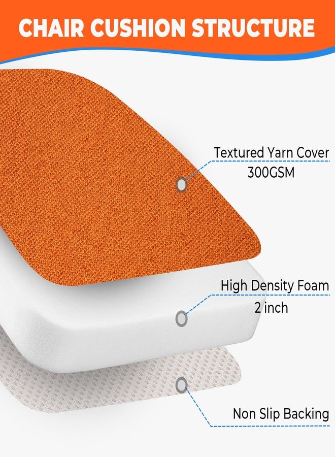 Sunsleek Chair Cushions for Dining Chairs, D-Shaped Seat Cushions with Removable Washable Cover and Ties, Chair Pads for Kitchen, Indoor Dining Room, Patio Chairs, 17'' x 16'', Set of 4, Orange - Image 4
