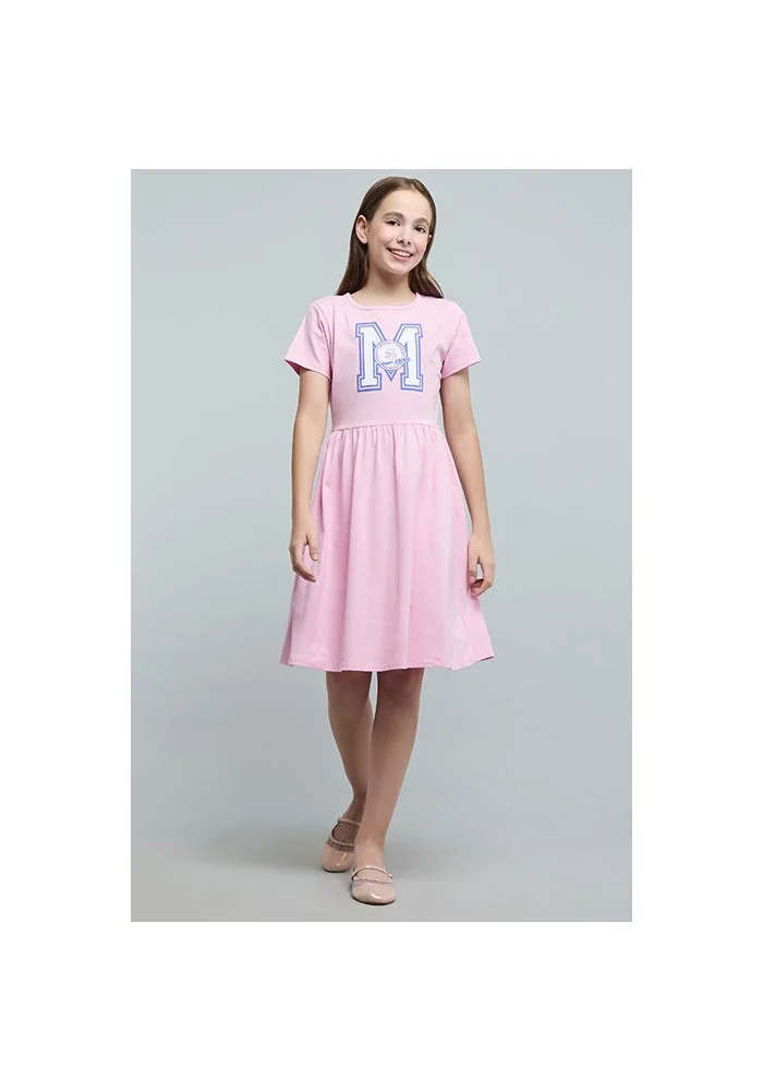 أر أند بي Printed Fit & Flare Dress with Short Sleeves