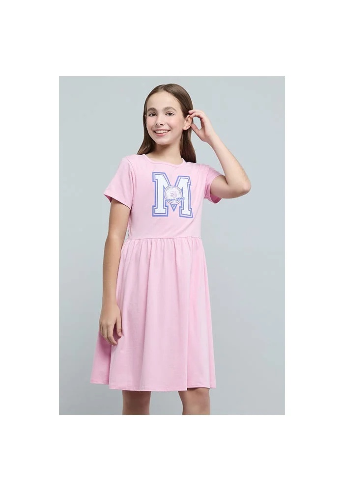 أر أند بي Printed Fit & Flare Dress with Short Sleeves