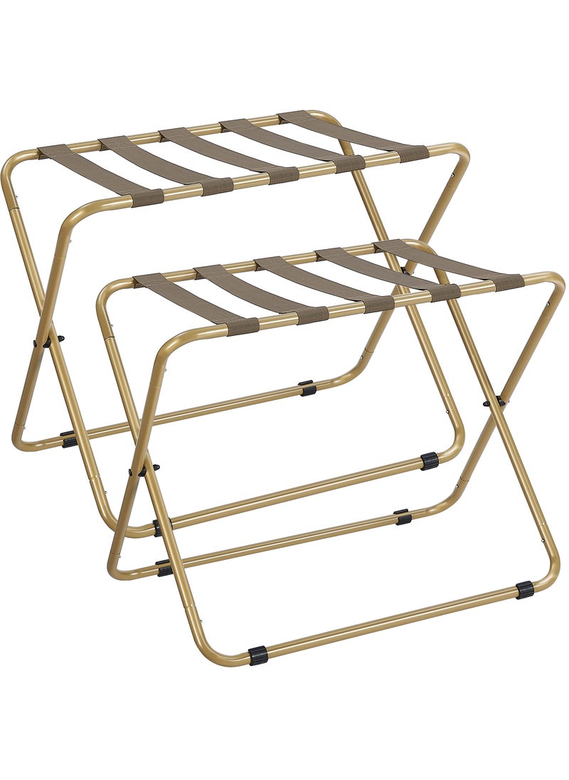 ELYKEN ELYKEN Luggage Rack for Guest Room 2 Pack Folding Suitcase Stand Heavy Duty 110LBS Load Bearing Easily Assemble Luggage Holder Gold 