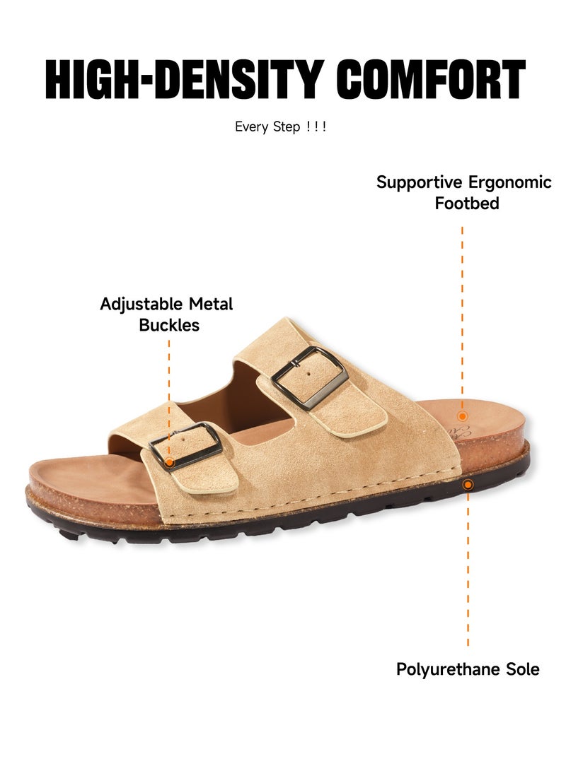 AL-WAHA AL-ZHABIA Men's Genuine Leather Khaki Sandals - Breathable PU Sole, Anti-Slip Design, Durable for Desert Climate & Daily Wear(43)  - Image 4