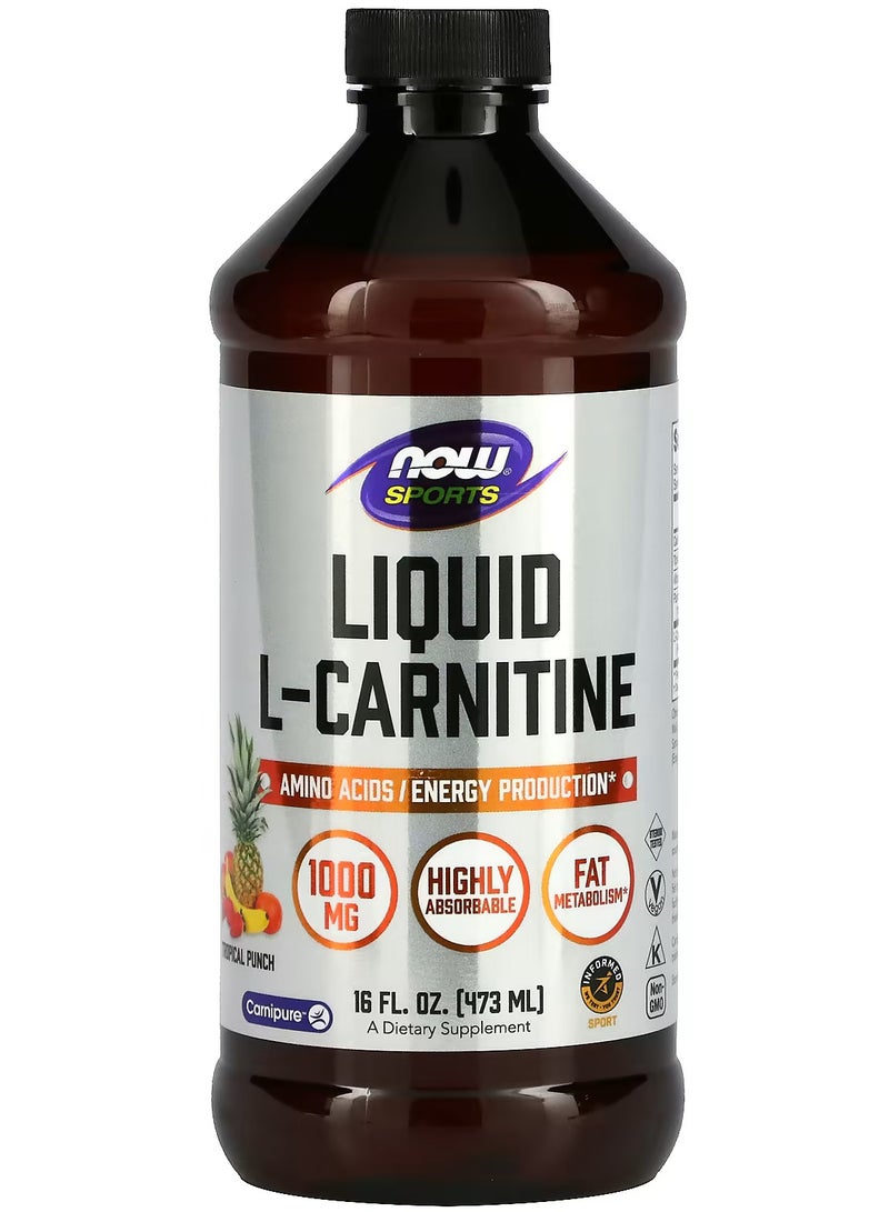now SPORTS Sports, L-Carnitine Liquid, Tropical Punch, 1,000 mg - 473 ml 
