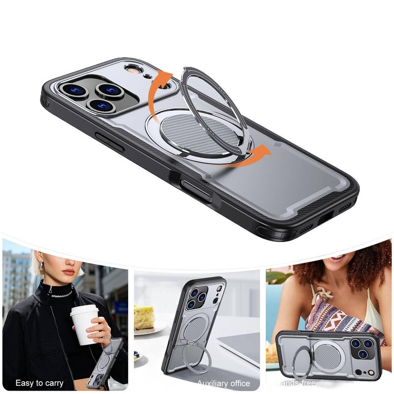 غطاء MagSafe بPC لـ iPhone 16 / 16 Plus / 16 Pro / 16 Pro Max باللون أخضر مغناطيسي بوظيفة حامل مع مغناطيس قوي وحماية من السقوط مع مقاوم للصدمات مع حامل قائم مع مقاوم للخدش للسفر - Image 5