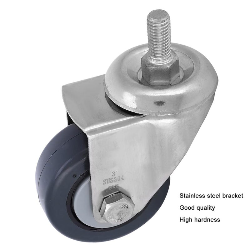 M10 2 Inch Swivel Caster With Polypropylene Wheels And 304 Stainless Steel Plate - Image 4