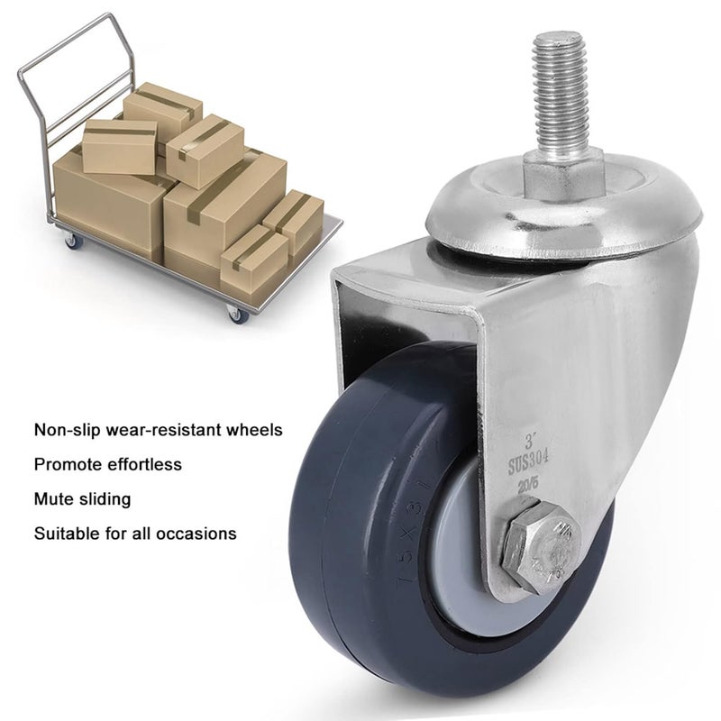 M10 2 Inch Swivel Caster With Polypropylene Wheels And 304 Stainless Steel Plate - Image 5