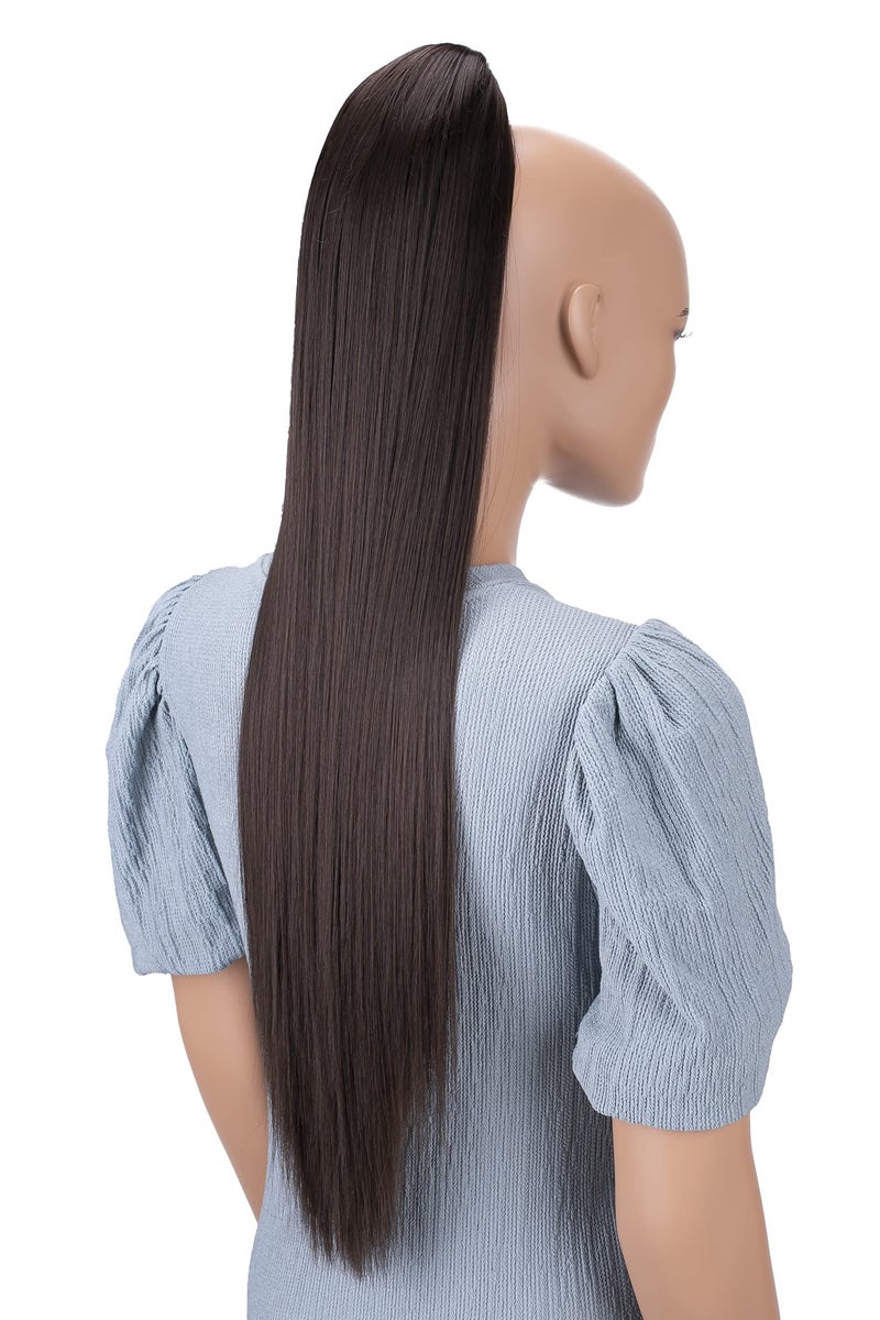 CAISHA 28 Extra Long Straight Ponytail Hairpiece Heatresistant Synthetic Fibres Brown H160