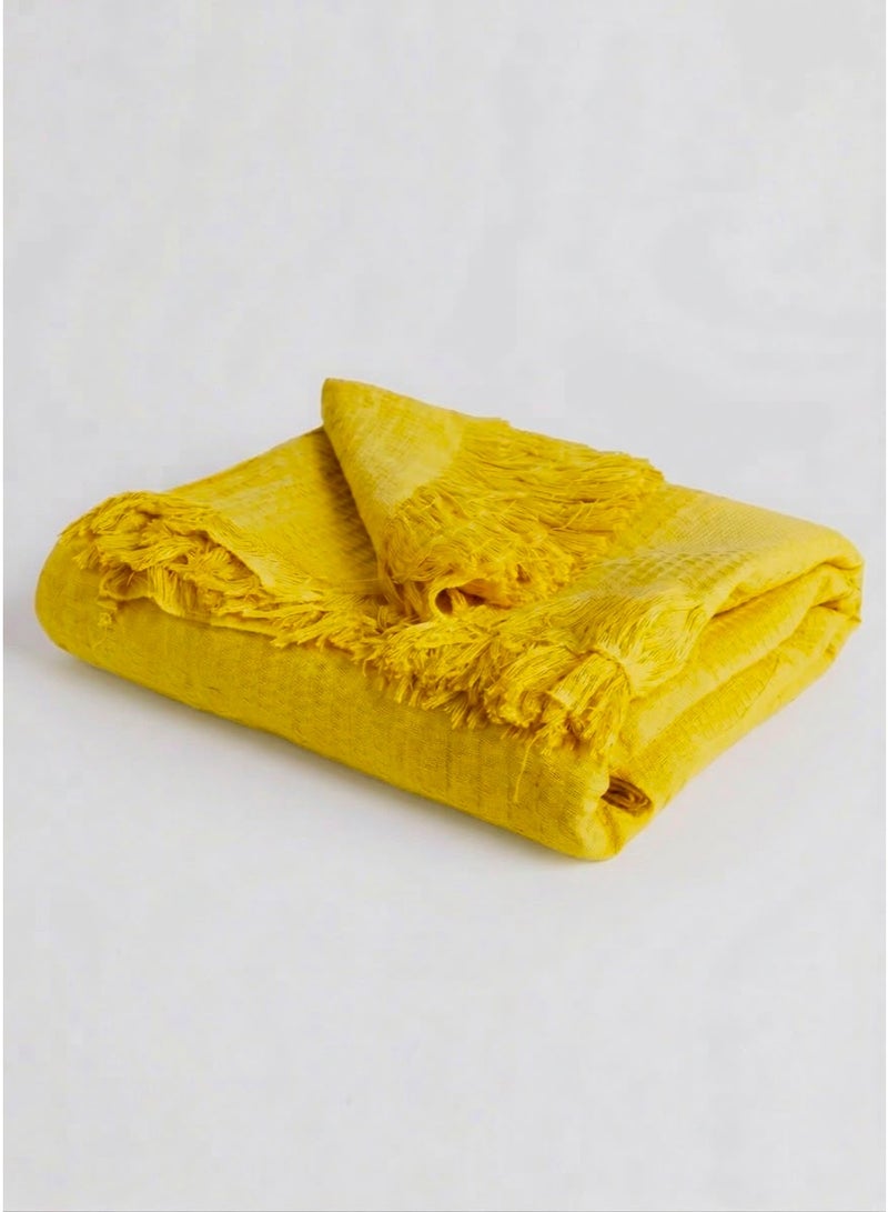 Summer Coverlet 220*240 - Cotton 100%- Yellow