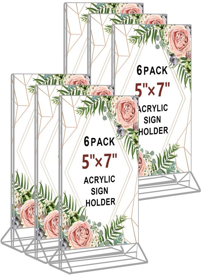 Seencool 5 x 7 Acrylic Sign Holder - Clear Wedding Table Number Holder, Double Sided Picture Frames with Vertical Stand, T Shape Desktop Display Stand for Office, Home, Store, Restaurant - Image 1