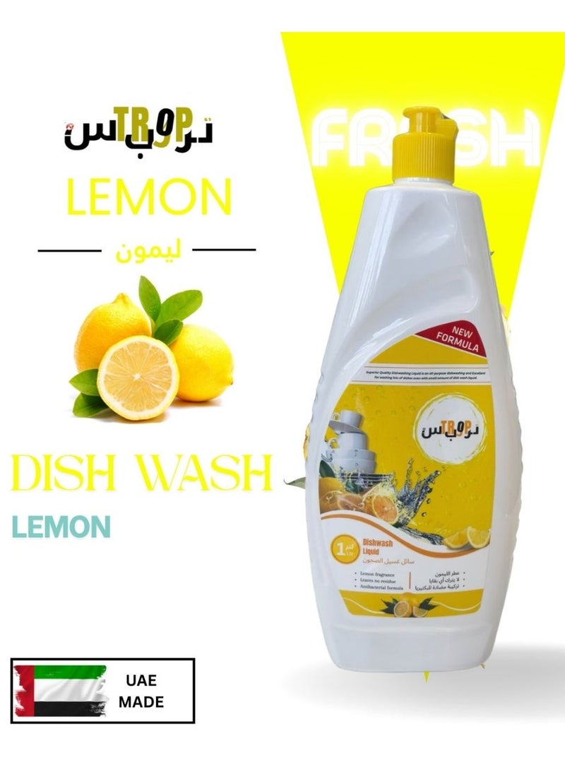 TROPS Lemon Dishwashing Liquid 1 L Pack Of 10+2 FREE PACK - Image 2