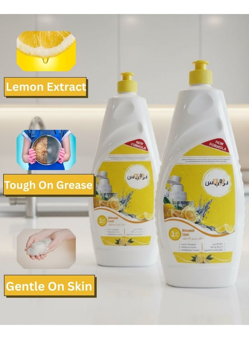 TROPS Lemon Dishwashing Liquid 1 L Pack Of 10+2 FREE PACK - Image 4