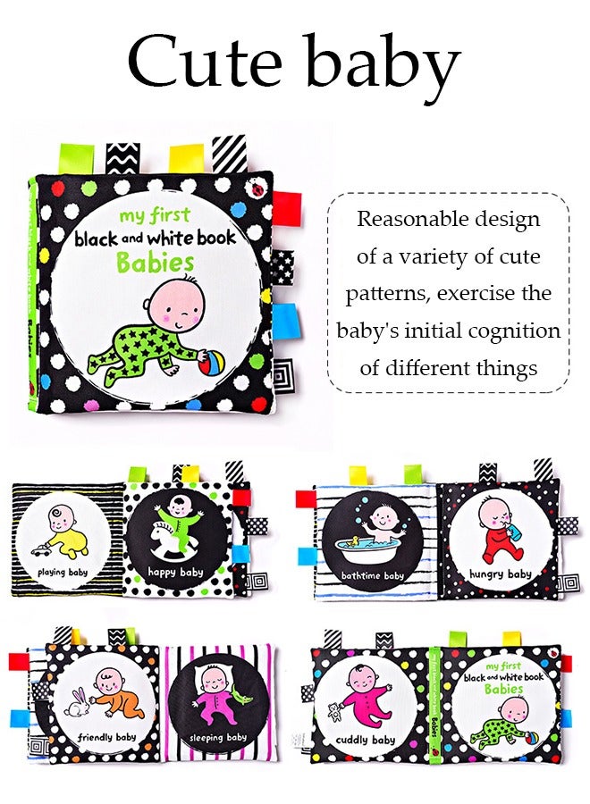 Loquat 2pcs Baby Early Education Books,High Contrast Black and White Interactive Crinkle Soft Book Bundle for Infant Baby First Cloth Book Set Soft Activity  - Image 5