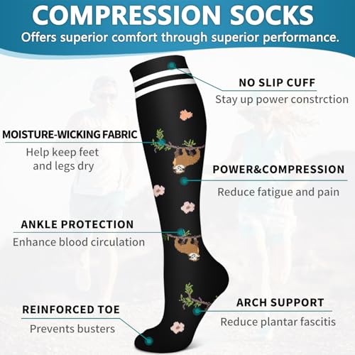Bluemaple 6 Pack Copper Compression Socks for Women and Men Circulation-Best Support for Medical, Running,Nursing,Athletic - Image 5