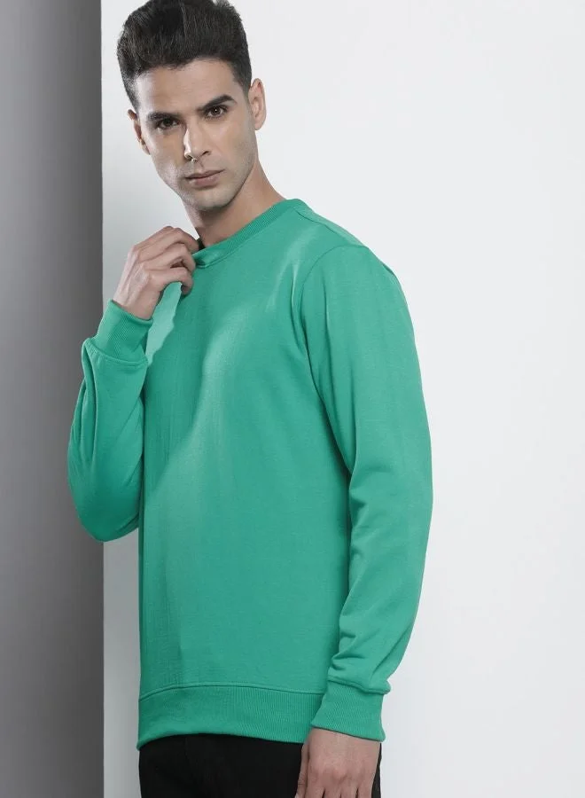 The Indian Garage Co Men Regular Fit Solid Crew Neck Full Sleeves Sweatshirt