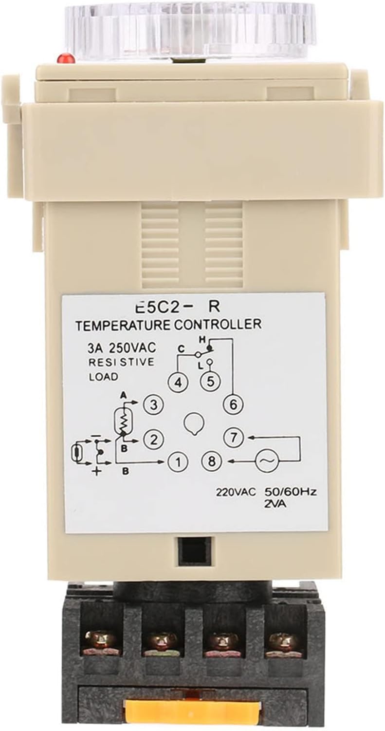 E5C2-R منظم حرارة تناظري بقرص، ثيرموستات قابل للبرمجة بتركيب على سكة DIN مع خرج ثايرستور للمفاتيح الكهربائية والمحولات الجافة - Image 4