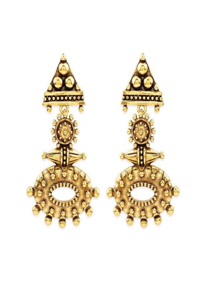 Voylla Rava Ball Oxidized Gold Dangle Earrings For Women - Image 1