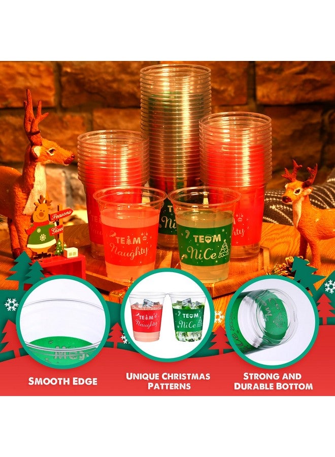 Rtteri 100 Pcs 12 Oz Christmas Team Naughty Or Nice Christmas Plastic Cups Christmas Party Cups Disposable Christmas Cups For Xmas Party Decorations Supplies Beer, Drinks, Snacks - Image 3