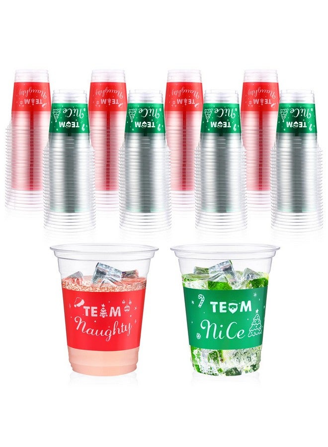 Rtteri 100 Pcs 12 Oz Christmas Team Naughty Or Nice Christmas Plastic Cups Christmas Party Cups Disposable Christmas Cups For Xmas Party Decorations Supplies Beer, Drinks, Snacks - Image 1