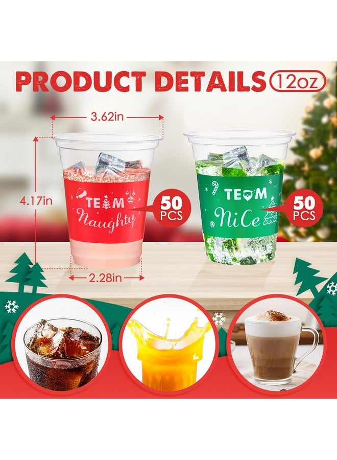Rtteri 100 Pcs 12 Oz Christmas Team Naughty Or Nice Christmas Plastic Cups Christmas Party Cups Disposable Christmas Cups For Xmas Party Decorations Supplies Beer, Drinks, Snacks - Image 2