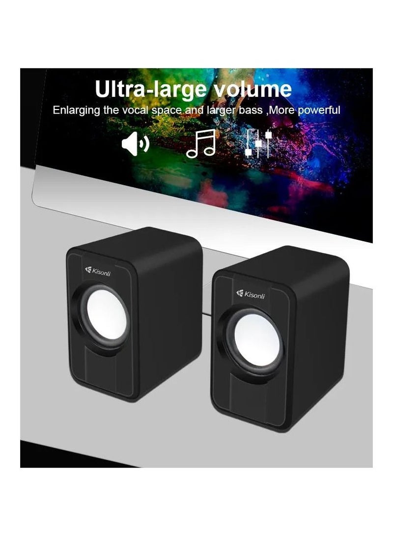 Kisonli SPeaker 2.0 Multimedia USB Powered And Volume Control Speaker Suitable for Laptop Desktop S-444 - Image 5