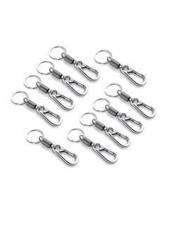 10 Pieces Carabiner Keychain with Spring Heavy Duty Zinc Alloy Key Chain Car Key Holder Keyring Carabiner Ring Quick Release Key Chain for Backpack