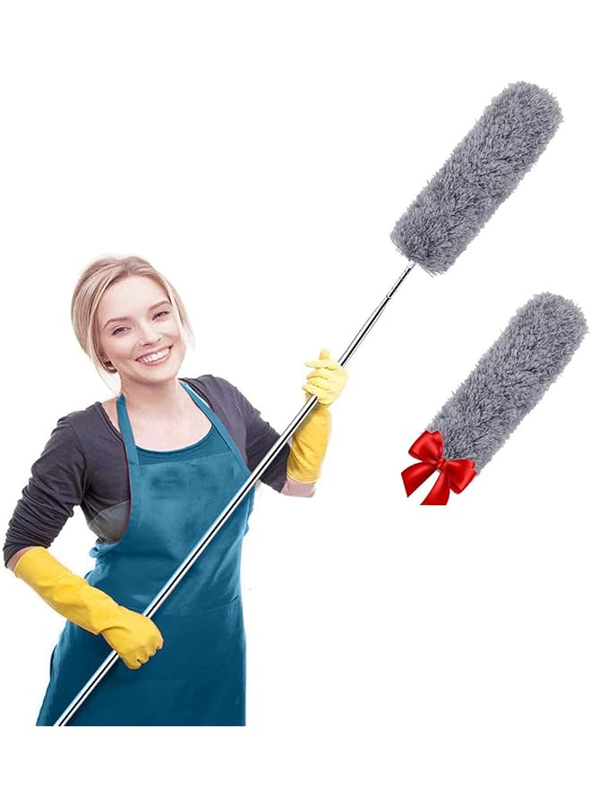 promass Extra Long Microfiber Duster Broom Long Extension Pole (30 to 100 inches) Scratch-Resistant Cover, Bendable, Washable, Lint Free Feather Dusters for Cleaning Roof Blinds Ceiling Fan,Cobwebs Brush - Image 1