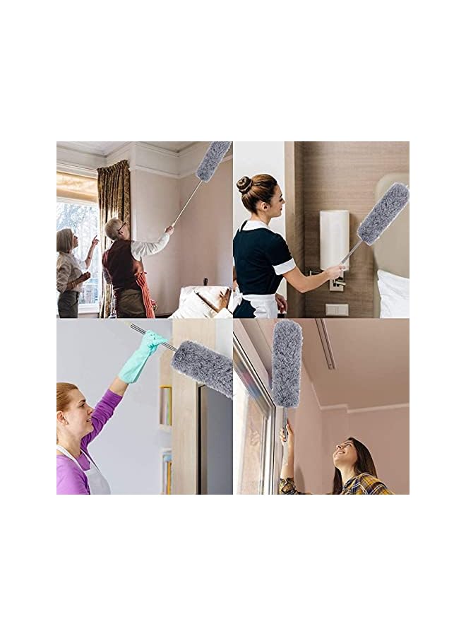 promass Extra Long Microfiber Duster Broom Long Extension Pole (30 to 100 inches) Scratch-Resistant Cover, Bendable, Washable, Lint Free Feather Dusters for Cleaning Roof Blinds Ceiling Fan,Cobwebs Brush - Image 4