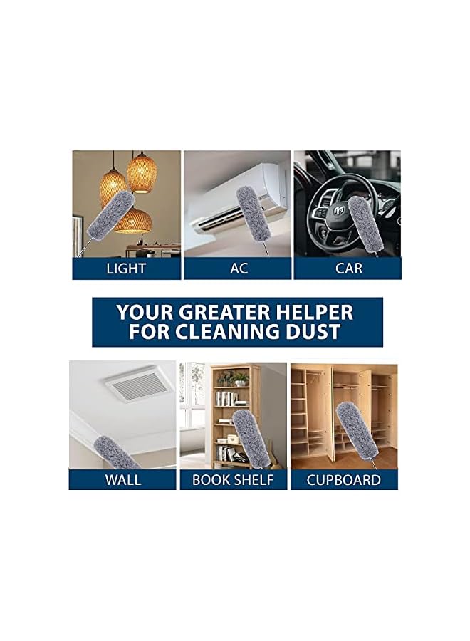 promass Extra Long Microfiber Duster Broom Long Extension Pole (30 to 100 inches) Scratch-Resistant Cover, Bendable, Washable, Lint Free Feather Dusters for Cleaning Roof Blinds Ceiling Fan,Cobwebs Brush - Image 3