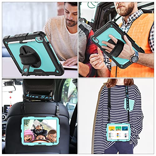 SEYMAC stock Case for iPad (A16) 11th/10th Generation 11''/10.9'' 2025/2022, Full-Body Drop Protection Case with Screen Protector &360° Rotate Hand Strap/Stand, Brightblue+Black - Image 4