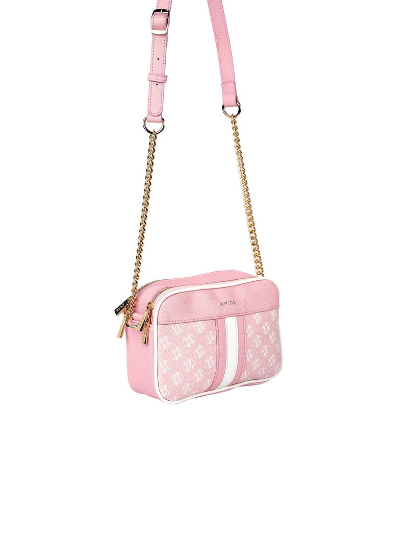 AMICA Lois Signature Monogramed Women's Shoulder Crossbody bag in Textured Leather - Image 3