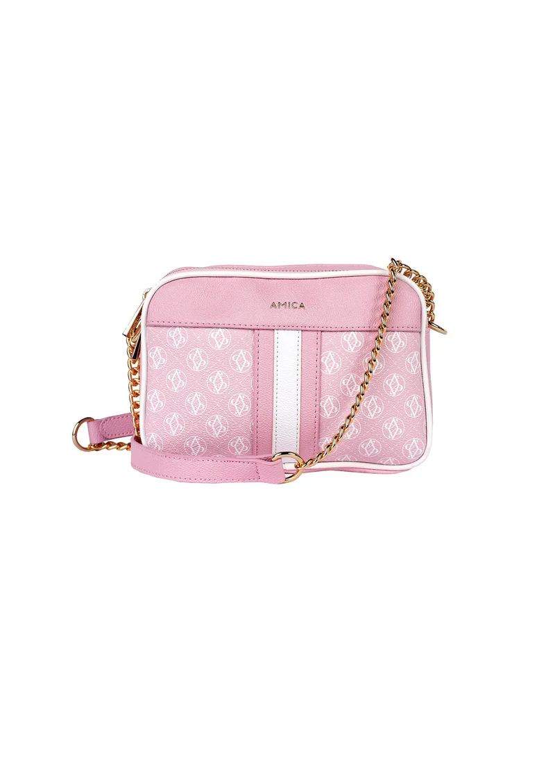 AMICA Lois Signature Monogramed Women's Shoulder Crossbody bag in Textured Leather
