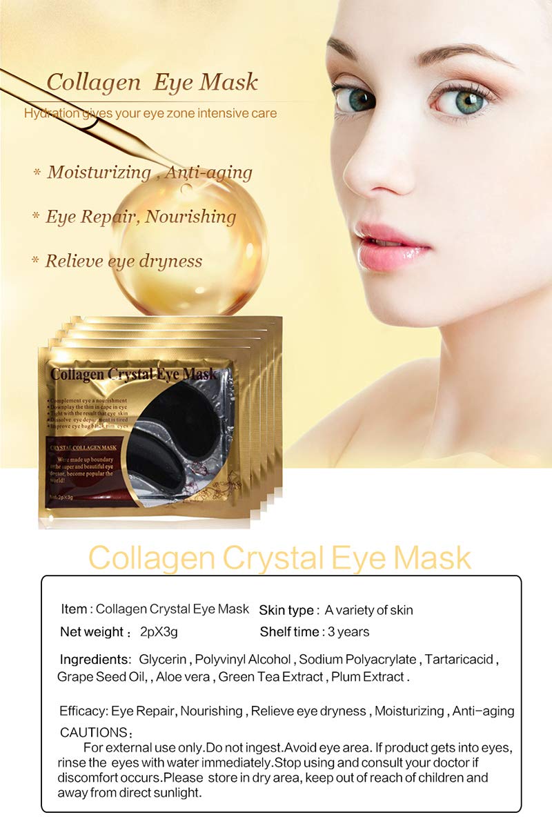 Felico Eye Mask, 30 Pairs Collagen Under Eye Patches, Black Crystal Eye Gel Pads for Reducing Dark Circles, Lighten Wrinkles Anti-Aging Moisturizing, Fine Lines Eye Bags Puffiness Women Men - Image 2