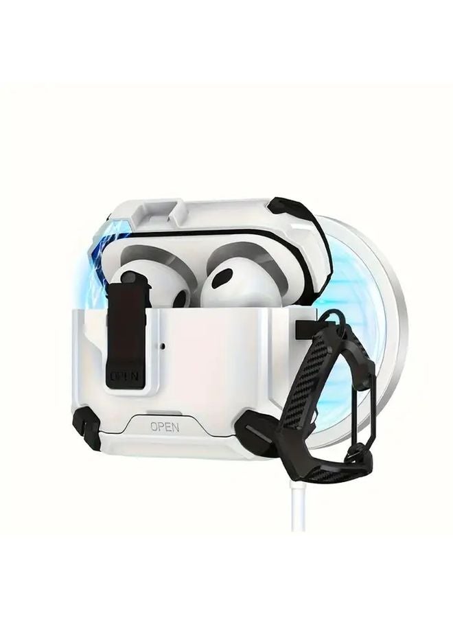White Protective Case For Airpods 1 2 With Hook Shockproof Soft Shell Cover - Image 1