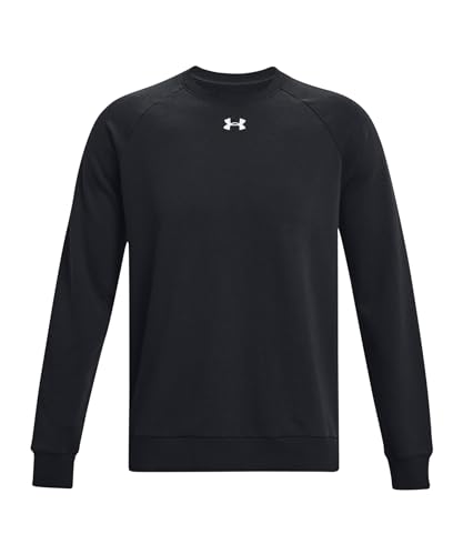 Under Armour Men's Rival Fleece Crew, (001) Black / / White, Large - Image 4